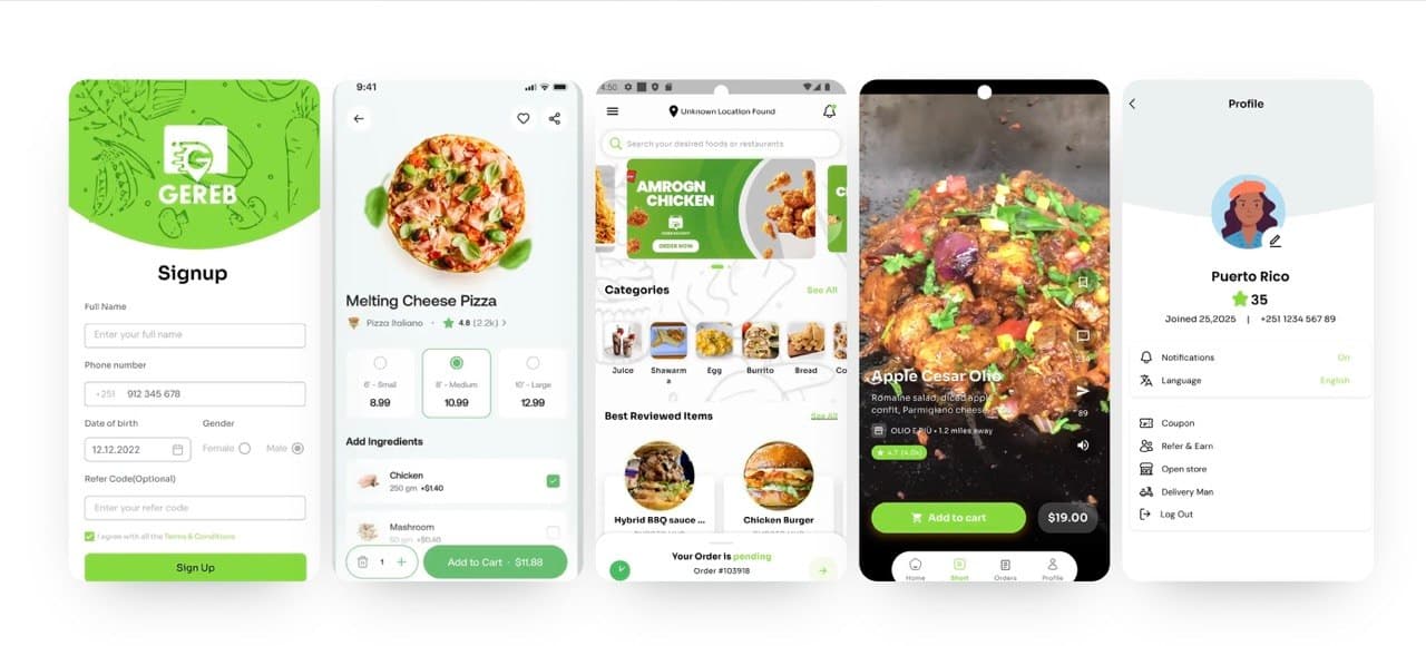 Gereb Delivery — User App preview